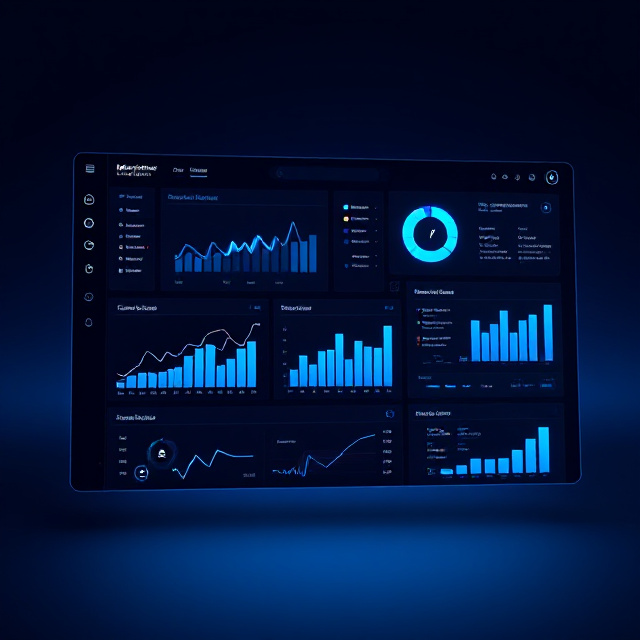 BackOffice.Business digital management dashboard on a dark background
